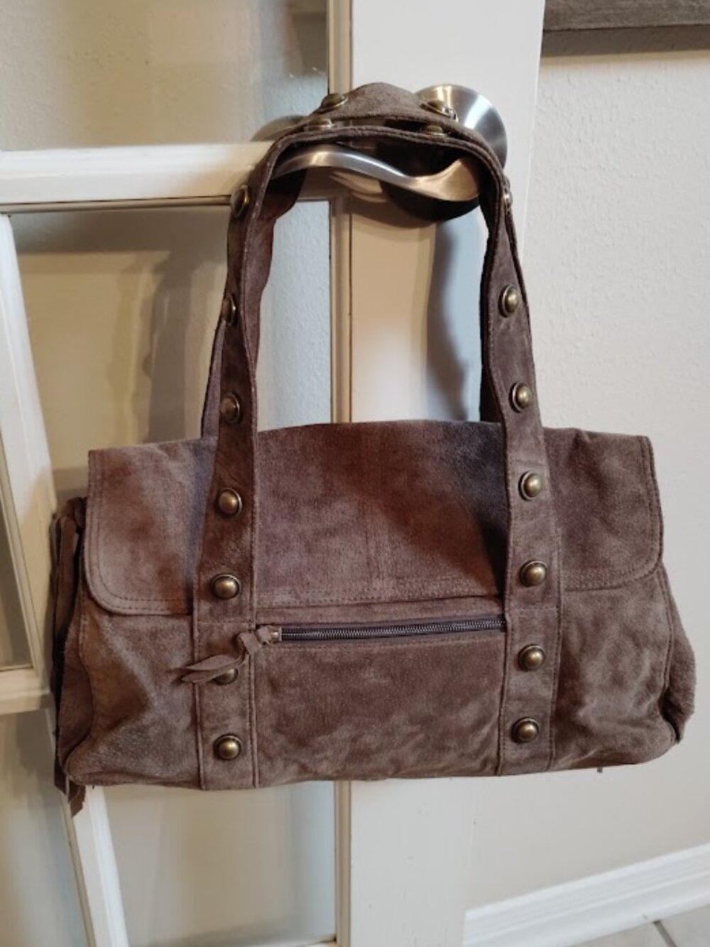 Wilsons Leather Studded Suede Bag - Picture 2 of 14